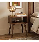 AV CONNECT Veyna Solid Wood Nightstand, Acacia Wood Bedside Table, Mid Century Modern Side End Ta...