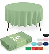 misaya 4 Packs Disposable Plastic Table Cloth, 84" Round Waterproof Tablecloth, Leakproof & Sturd...