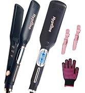 Hair Flat Iron Titanium Straightener and Curler LED Display,0.4 1 2 inch for Short or Long Hair P...