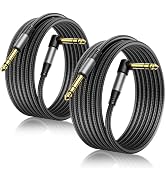Aqdocvf 2-Pack Premium 1/4 Inch TRS Cable 10ft, Guitar Cord Right Angled | Noise-Free Long-Lastin...