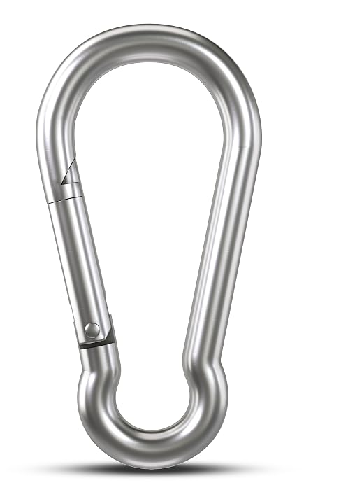 KINLINK Black Carbon Steel Carabiner Clips, Heavy Duty Spring Snap Hook
