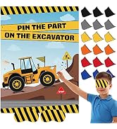 ASTARON 30 Pcs Pin The Shovel on The Excavator Party Game for Car Theme Birthday Party Supplies T...