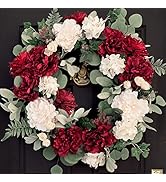 Dseap Wreath - 24" Large Handcrafted Cabbage Rose Faux Floral Wreath, Artificial Flower Wreath, f...