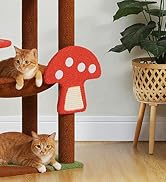 MUTTROS Mushroom Cat Tree Tower with Removable Scratcher, Large Hammock, Condo, Perch, 3 Sisal Po...