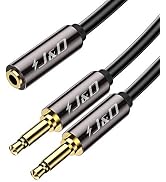 J&D 3.5mm 1/8 inch TRS Female to 2 X 3.5mm 1/8 inch TS Male Stereo Audio Cable, Gold Plated Coppe...