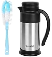 Creamer Pitcher for Coffee,0.75L/25 Oz Stainless Steel Vacuum Thermal Milk Carafes Keeping Hot/Co...