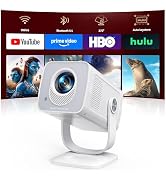 Mini-Projector with WiFi6 and Two-Way Bluetooth5.4, 1080P 4K Support, [Built-in Apps & 2026 Andro...