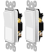 NineLeaf 2 PK 15Amp Rocker Interrupter Light Switches, Single Pole Decorative Light Switch, 120-2...