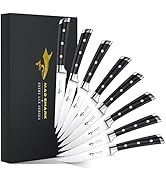 MAD SHARK Steak Knives Set of 8, Premium 4.5-inch Serrated Steak Knife Set, Ultra Sharp German Hi...