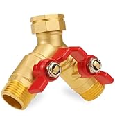 Angry Pony Garden Hose Splitter 2 Way Heavy Duty Valve, Brass House Y Splitter 2 Valves,GHT 3/4 O...