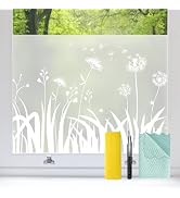 Bloss Frosted Glass Privacy Window Film Stained Glass Window Cling Floral Window Privacy Film Bat...