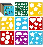 Peohud 40 Pieces Stencils for Kids, Geometric Shaped Stencils, Simple Drawing Chalk Stencils Colo...