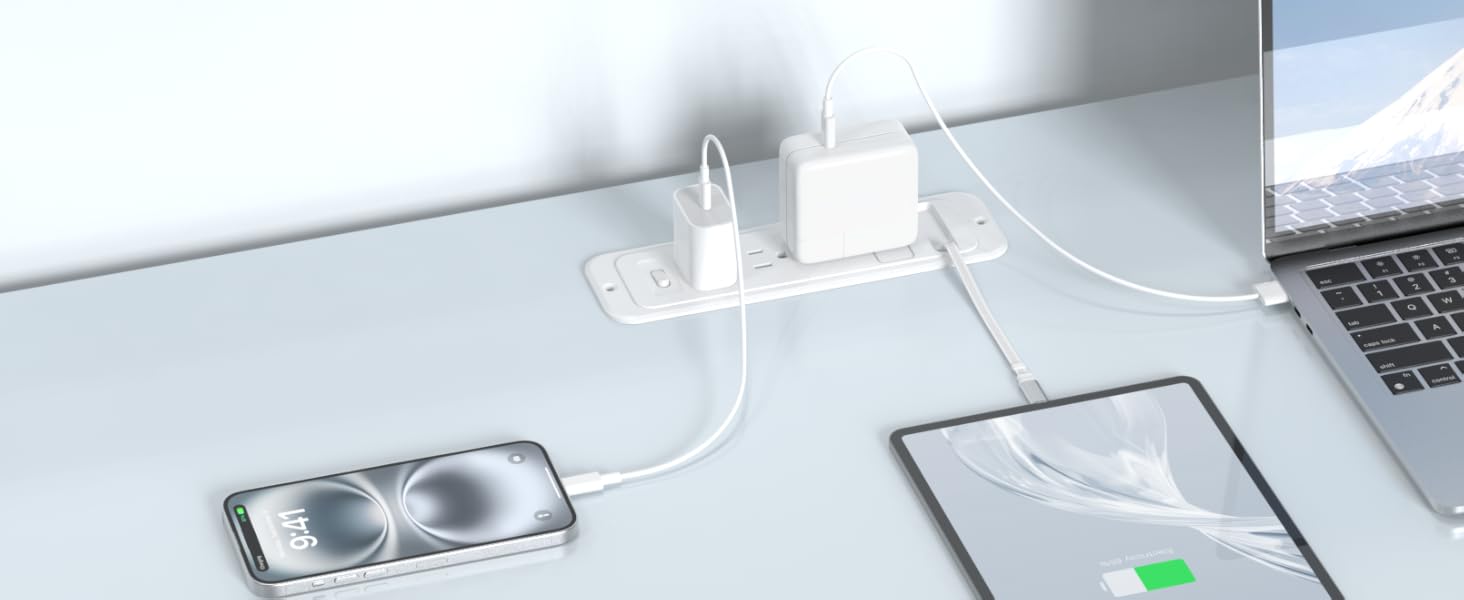 recessed power strip with usb ports