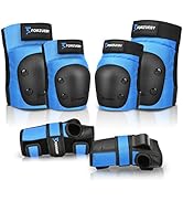 Forzueby Adult/Kids Knee Pads Elbow Pads Wrist Guards 6 in 1 Protective Gear Set for Inline Rolle...