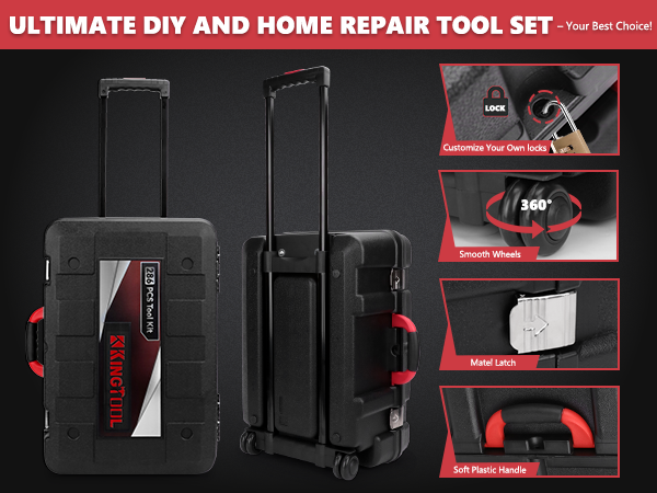 KingTool 286 PCS Tool Set - Home Auto Repair Tool Kit with Rolling Tool Box