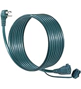 10FT Green Outdoor Extension Cable for Outdoor Use - 90 Degree Flat Plug 3Prong Extension Cord, S...