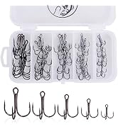 UCEC Fishing Hooks Treble Hooks Kit for Saltwater Freshwater, High Carbon Steel Hooks Strong Shar...