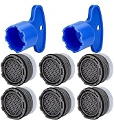 6 Pieces Faucet Cache Aerators with Faucet Aerator Removal Tool 18.5 mm Water Saving Flow Restric...