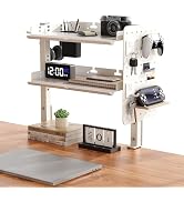 Metal Clamp On Desk Shelf,Storage Shelves with Pegboard and Pencil Holder | 2-Tier Adjustable 16 ...
