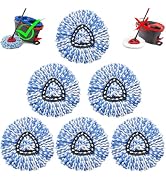 6 Pcs Spin Mop Replacement Heads, 360° Easy Wring Spin Mop 100% Microfiber Refill, Easy Cleaning ...