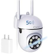 CKK 1080P Security Camera Outdoor Corded Power, 2MP PTZ WiFi Home Camera (2.4G/5G Dual-Band), 360...
