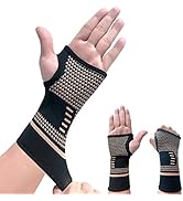 Copper Wrist Compression Sleeve, Elastic Wrist Support Sleeve Wrist Brace for Tendonitis, Arthrit...