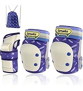 Forzueby Adult/Kids Knee Pads Elbow Pads Wrist Guards 6 in 1 Protective Gear Set for Inline Rolle...
