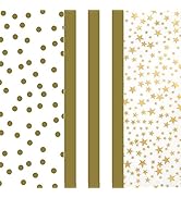Ocean Tides Gift Wrapping Gold Stars, Dots, & Strpes Tissue Paper Bulk - Wrapping Paper for Craft...