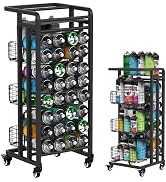 Rolling Spray Paint Can Holder, Metal Spray Can Organizer with 3 Basket, 32 Slots Aerosol Storage...