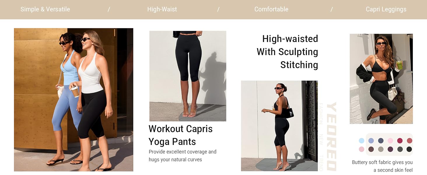 High Waisted Capri Leggings for Women