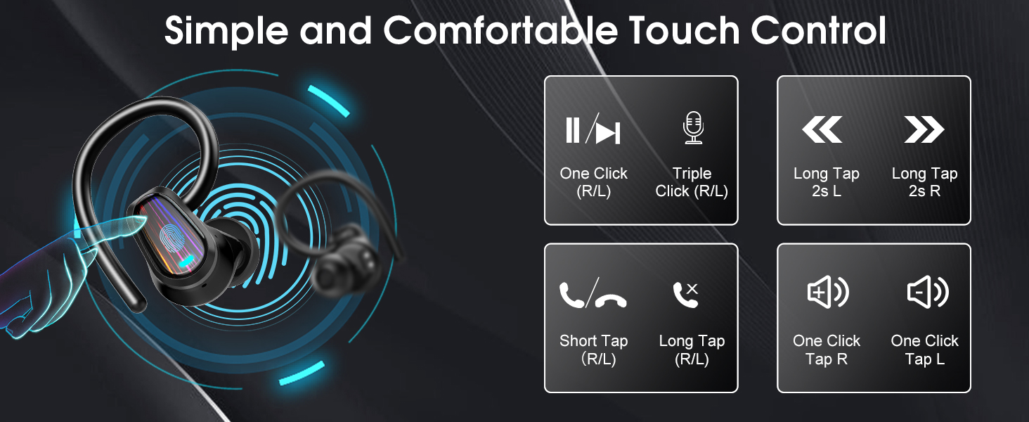 sport earbuds smart touch control