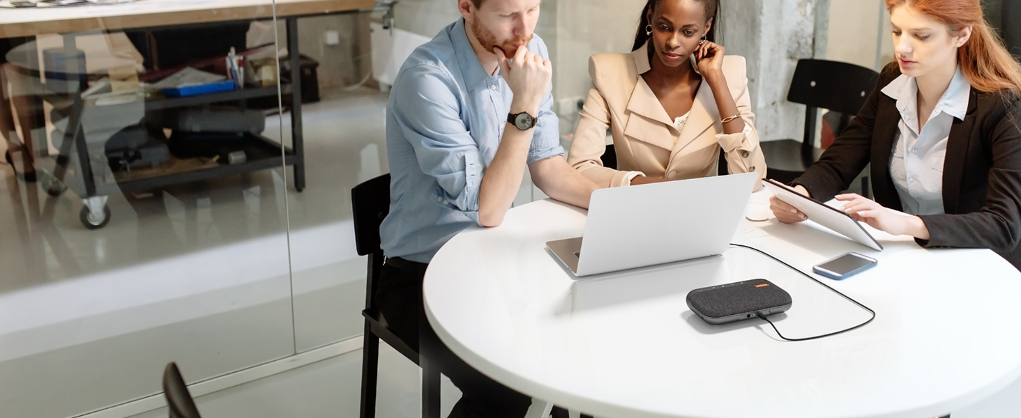 A05U USB Conference Speaker and Microphone, Wired Speakerphone, 360° Noise Cancelling Voice Pickup