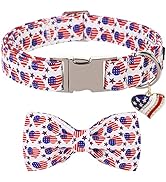 ARING PET American Flag Dog Collar, Unique 4th of July Patriotic Dog Collar with Bow, Adjustable ...