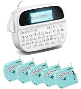 EazeID M950 Labeler with 5 White Label Tapes, Rechargeable Handheld Labeler with Keyboard, 1 Prin...