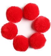 SUSULU Red Fluffy Faux Fur Pom Poms Pompoms with Tiny Loop Ball Crafts Holiday Pom Poms Balls DIY...