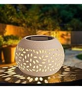 Solar Table Lanterns Outdoor Waterproof - LED Lamp White Metal Tabletop Light Solar Powered Decor...