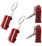Toyvian London Double Bus Keychain 4-Pack Travel Souvenir Key Rings British Icon Mini Bus Pendant...