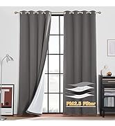 RYB HOME Soundproof & Dust Particle Filtering Curtains Total Blackout Thermal Insulated Window Tr...