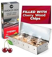 KITCHEN PERFECTION Smoker Box Filled with Cherry Wood Chips -Top Grill Smoker Box, Adds Delicious...