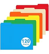 File Folder, HERKKA 120 Pack 1/3 Cut Tab File Folders, Colored File Folders Designed for Office a...