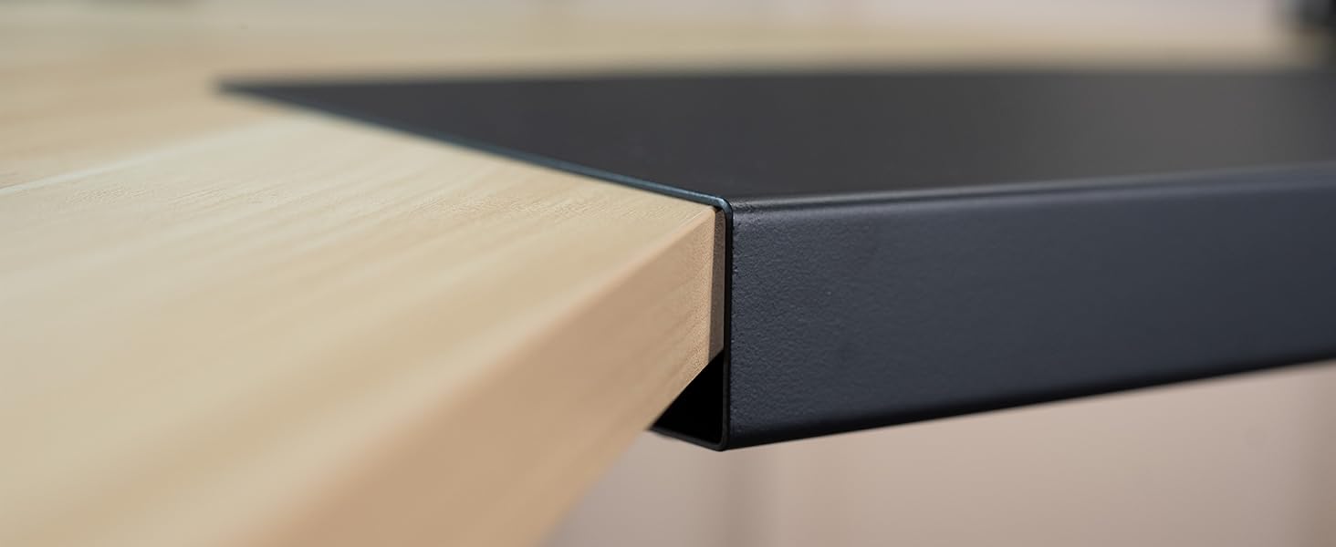 Close up of lip of corner desk connector