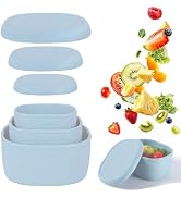 WYGLHLF Reusable Nesting Silicone Food Storage Containers, Set of 3 Lunch Box Bento with Lids, Ai...