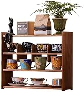 KAOTGOT Coffee Cup Holder for Countertop Walnut Wood Coffee Mugs Holder for Kitchen Mug Display R...