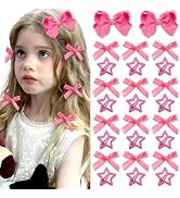 STGDAK Hot Pink Hair Bows Small Star Clips Cute Bow For Girls Grosgrain Ribbon Bow Clip Mini Bowk...