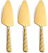 FULLYWARE Gold Cake Server, 9.4-inch Stainless Steel Pie Server Spatula, Pizza Server Set of 3, D...