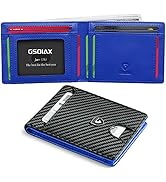 GSOIAX Mens Slim Wallet RFID Blocking Bifold wallets for men Minimalist Genuine Leather Carbon Fi...