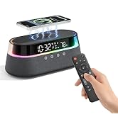 KUANGXIANG 6-in-1 Bluetooth Speaker Alarm Clock with Remote, FM Radio & Dimmable LED Night Light,...