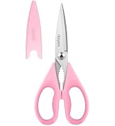 iBayam All Purpose 8.5" Cooking Scissors with Sheath, Pink Kitchen Gadgets for Women, Mom, Wife, Her