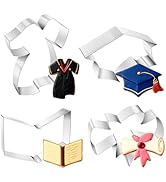 CUTENJOY Graduation Cookie Cutters Set 4 Pieces, Stainless Steel Graduation Cap, Diploma, Graduat...