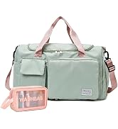 Gym Bag for Women, Overnight bag, Foldable Travel Duffel Bag, Dance Bag with Wet Pocket & Shoes C...